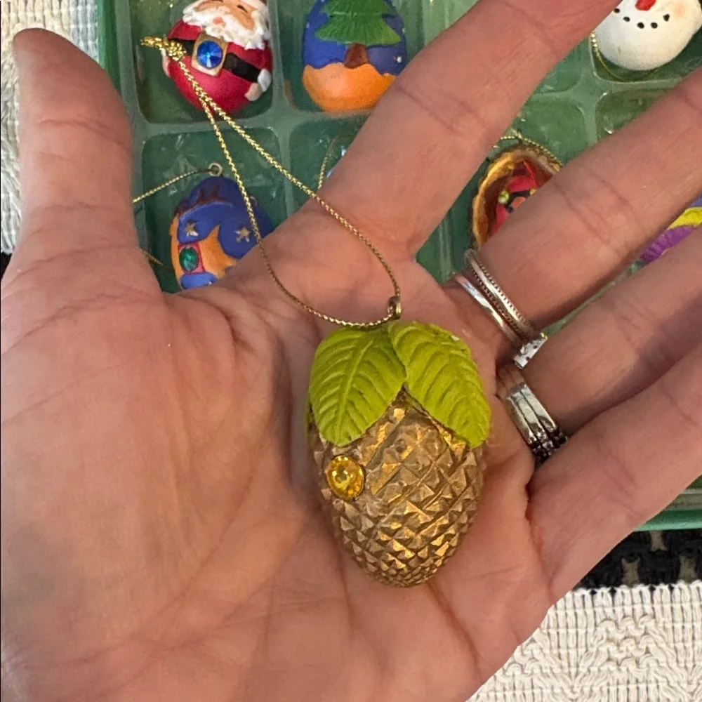 Vintage 12 Christmas Egg Mini Ornaments
